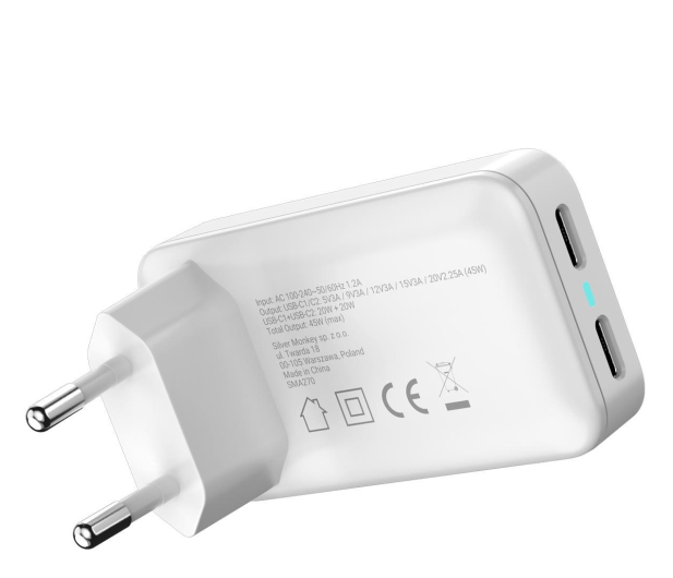 Silver Monkey Płaska ładowarka GaN 45W 2x USB-C - 1276292 - zdjęcie 3